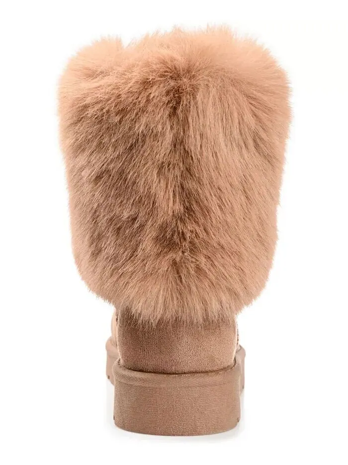 Женские сапоги Shanay Lug Sole Faux Fur для холодной погоды Journee Collection — изображение 3 из 6, бежевый