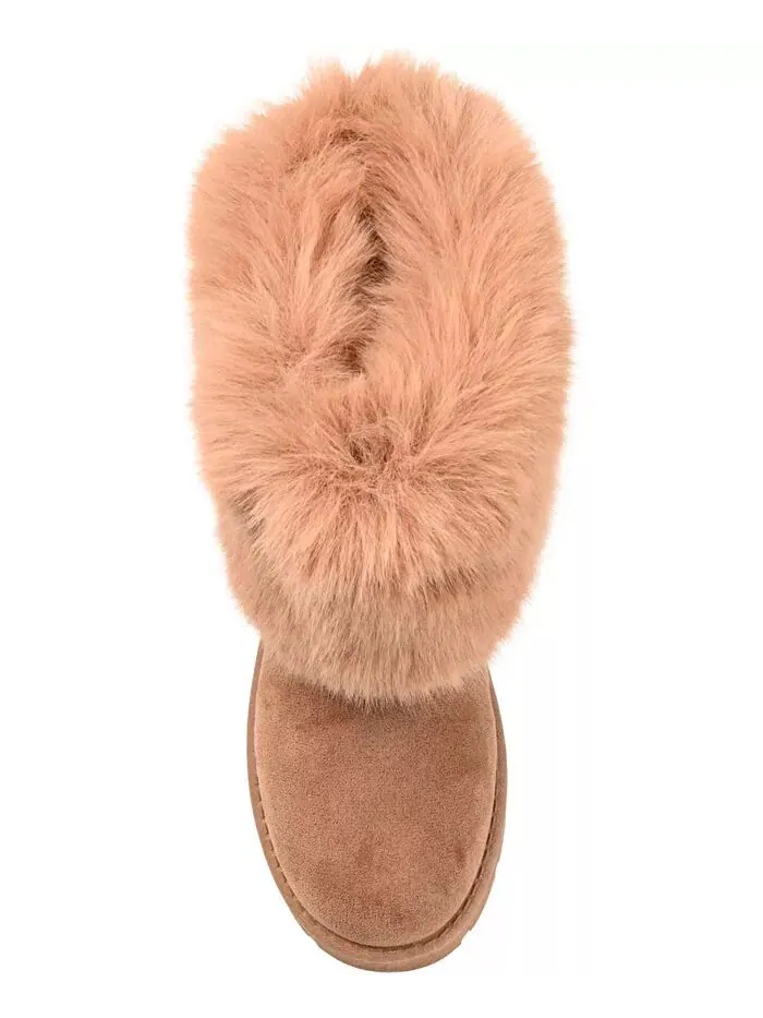 Женские сапоги Shanay Lug Sole Faux Fur для холодной погоды Journee Collection — изображение 4 из 6, бежевый