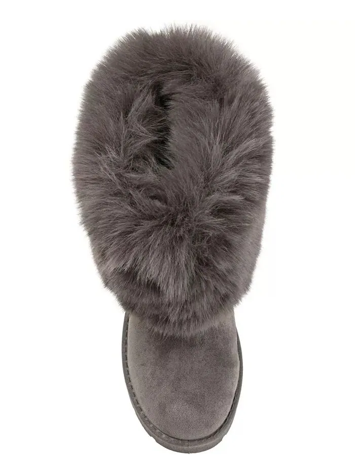 Женские сапоги Shanay Lug Sole Faux Fur для холодной погоды Journee Collection — изображение 4 из 6, серый