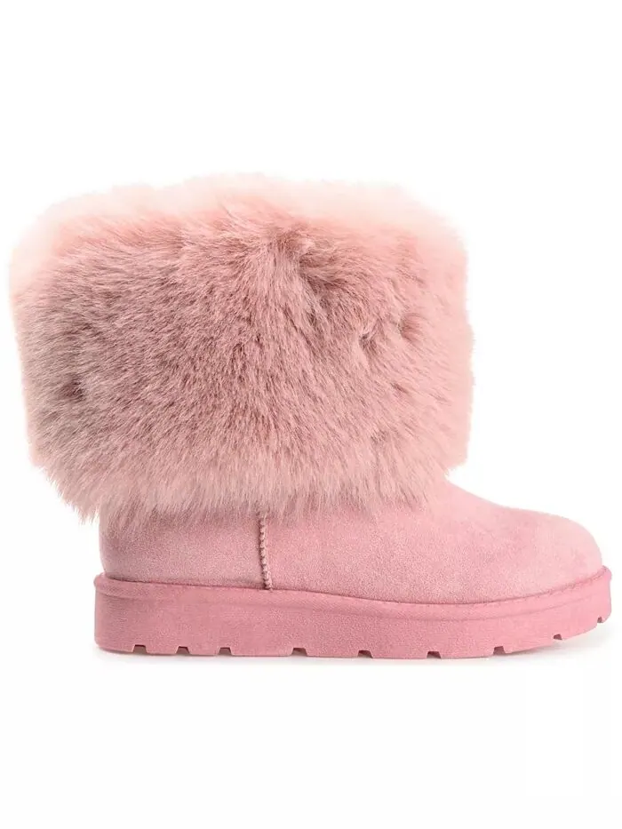 Женские сапоги Shanay Lug Sole Faux Fur для холодной погоды Journee Collection — изображение 2 из 6, розовый