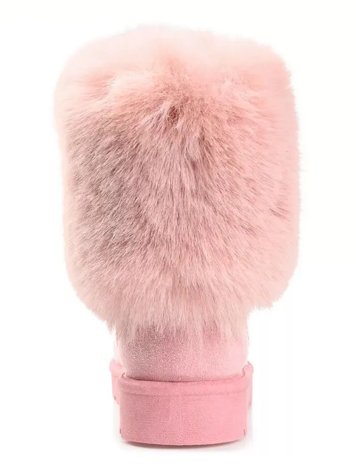 Женские сапоги Shanay Lug Sole Faux Fur для холодной погоды Journee Collection — изображение 3 из 6, розовый