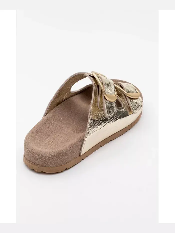 Овеста Слайды на мягкой стельке из кожи (женские) Forever & Always Shoes — изображение 2 из 4, золотистый