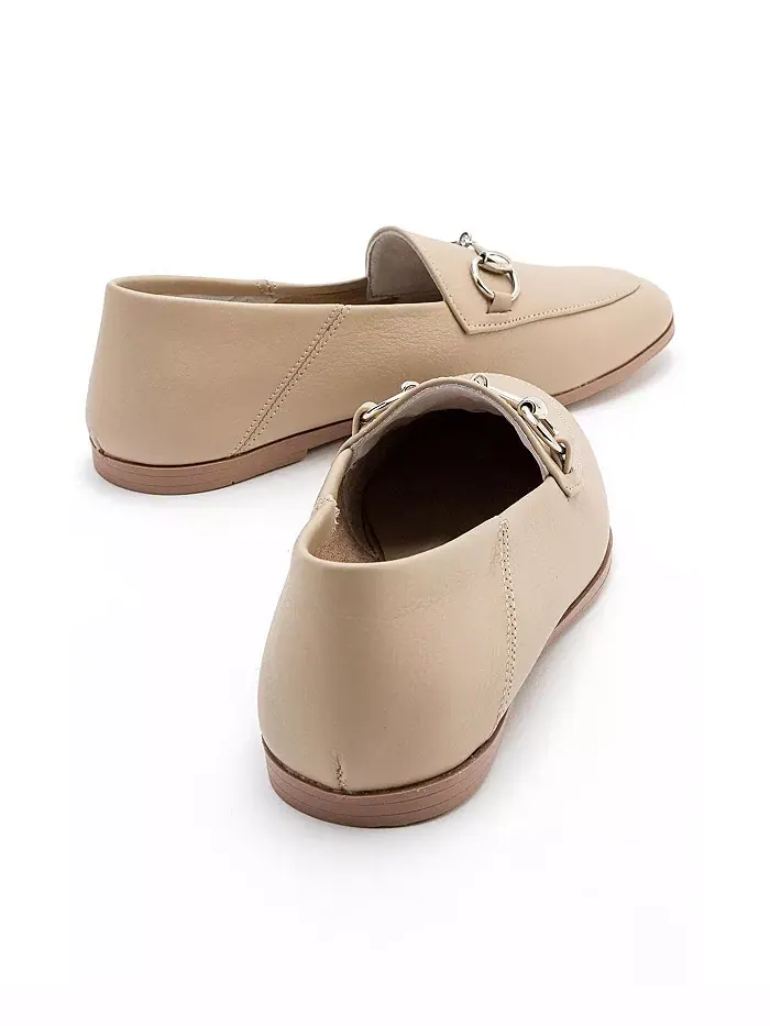 Пенни Лоферы с конской пряжкой из кожи Forever & Always Shoes — изображение 2 из 6, темный бежевый