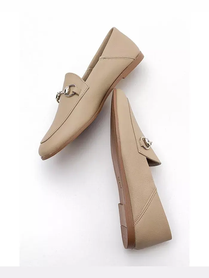 Пенни Лоферы с конской пряжкой из кожи Forever & Always Shoes — изображение 3 из 6, темный бежевый