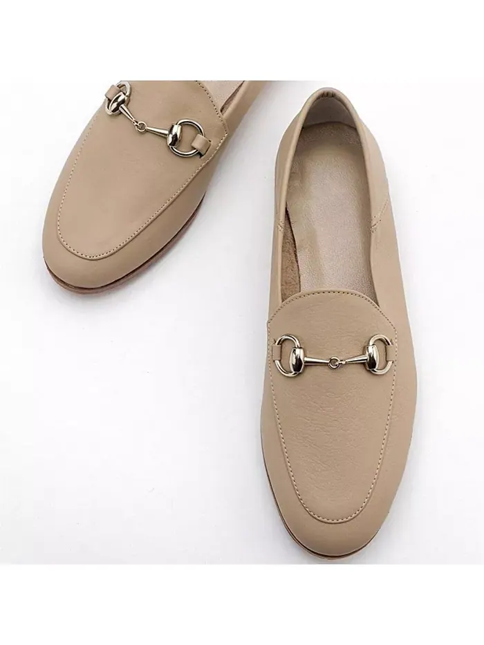 Пенни Лоферы с конской пряжкой из кожи Forever & Always Shoes — изображение 4 из 6, темный бежевый