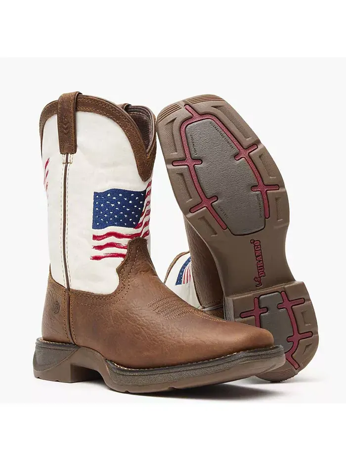 Детские ботинки Lil' Rebel от Distressed Flag Western Boot Durango — изображение 4 из 9, коричневый белый