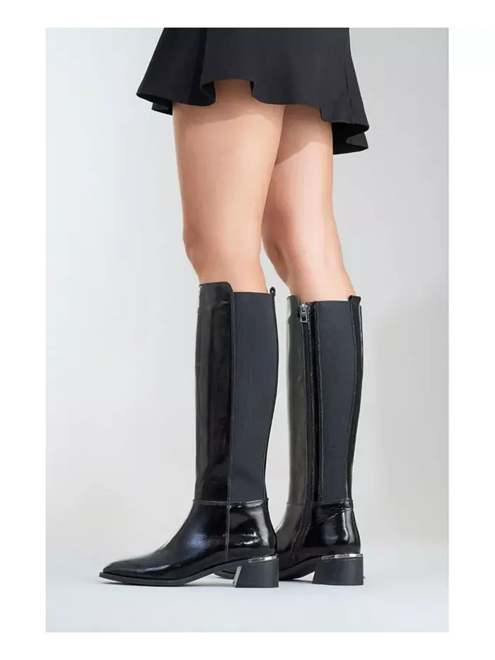 Кожаные сапоги Rochos для женщин Forever & Always Shoes — изображение 5 из 7, черный