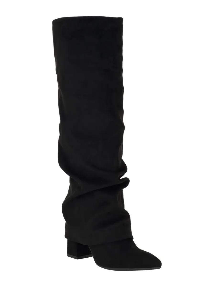 Женские сапоги Geima Tall Wide-Calf Slouchy Fold Over Block Heel с каблуком-блок GUESS — изображение 1 из 5, черный