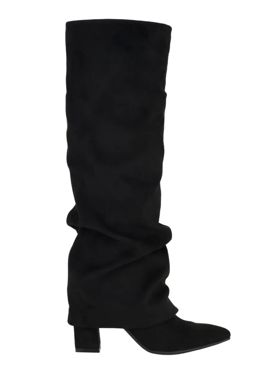 Женские сапоги Geima Tall Wide-Calf Slouchy Fold Over Block Heel с каблуком-блок GUESS — изображение 2 из 5, черный