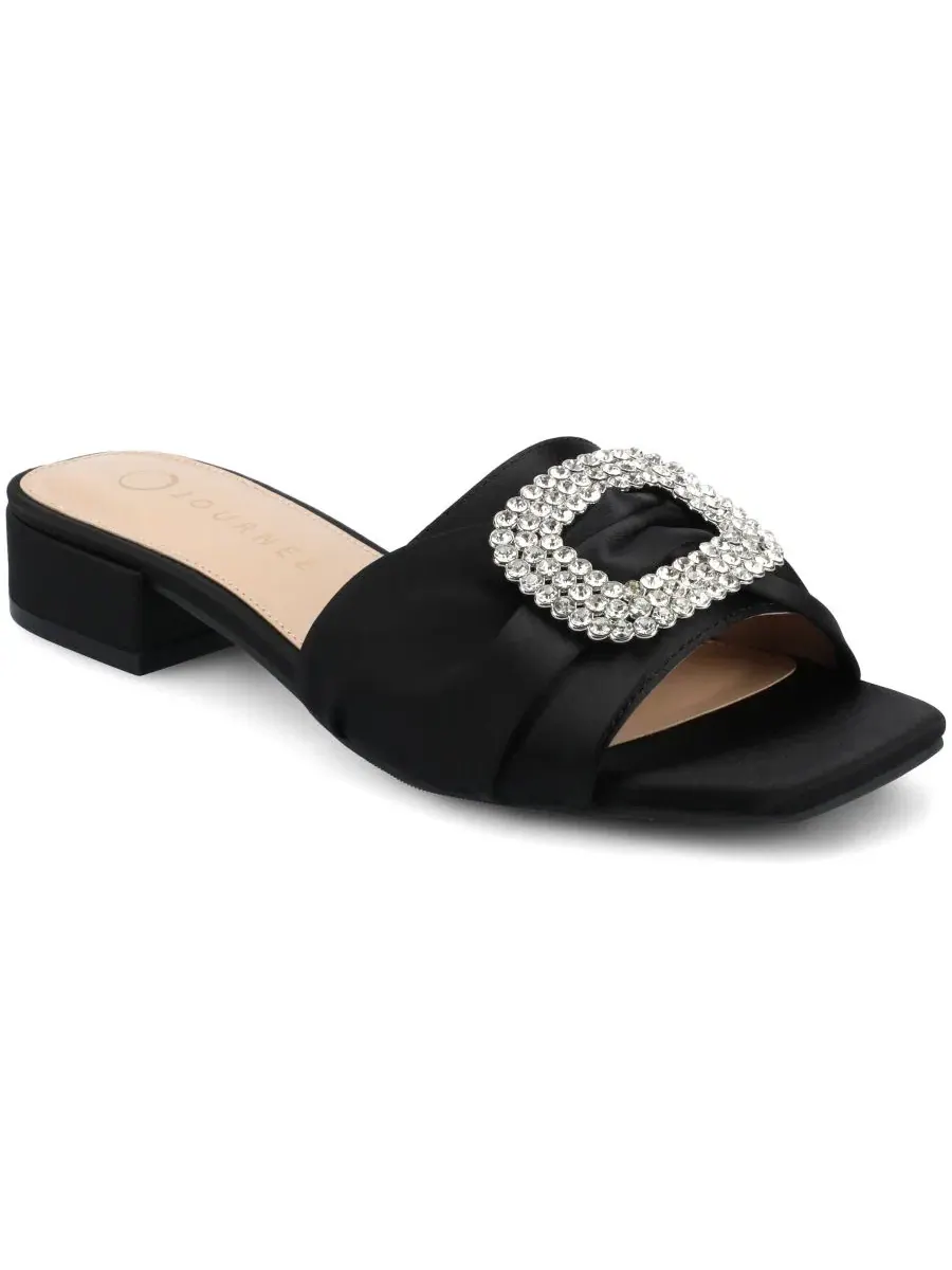 Босоножки-слипоны с квадратным мысом и каблуком Flavia Embellished Slide Sandals Journee Collection — изображение 1 из 5