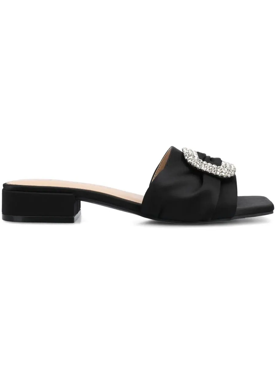 Босоножки-слипоны с квадратным мысом и каблуком Flavia Embellished Slide Sandals Journee Collection — изображение 2 из 5