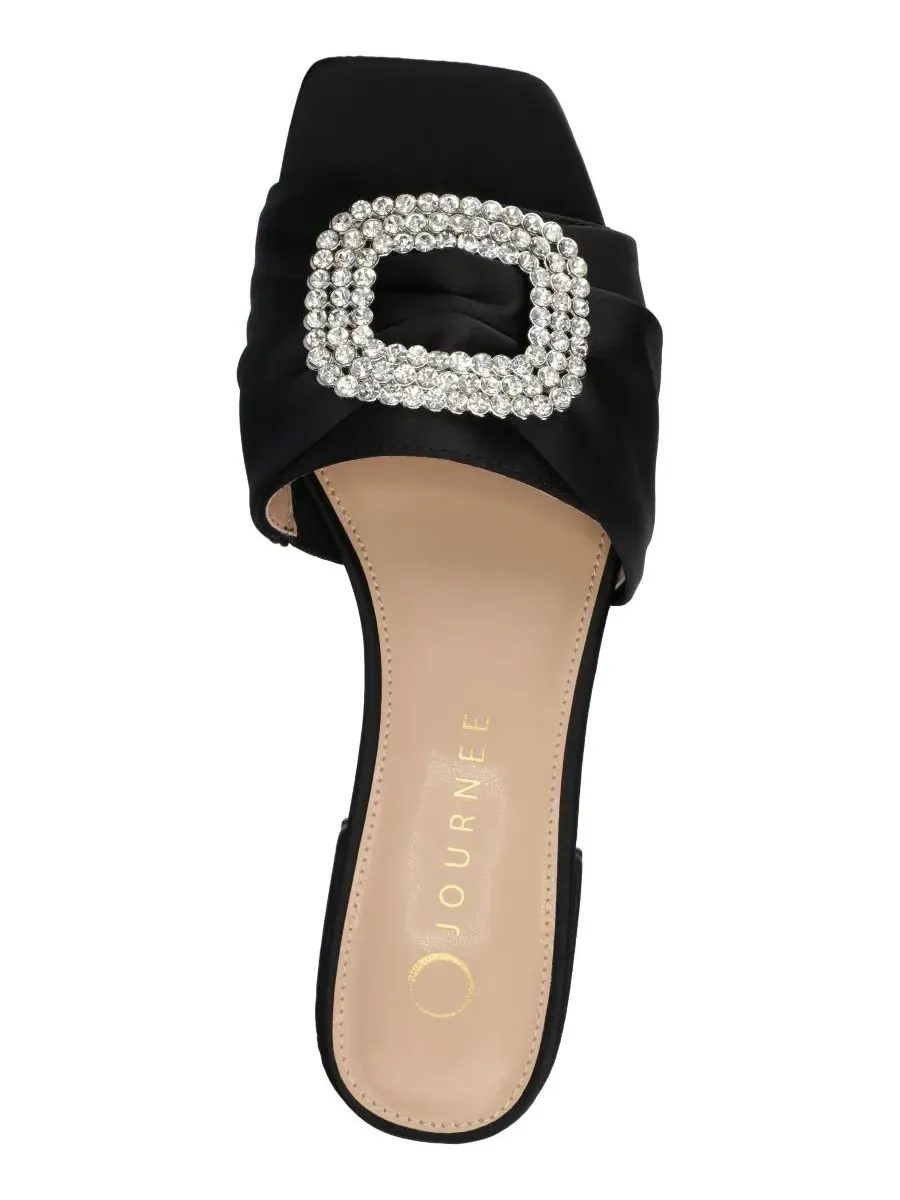 Босоножки-слипоны с квадратным мысом и каблуком Flavia Embellished Slide Sandals Journee Collection — изображение 4 из 5