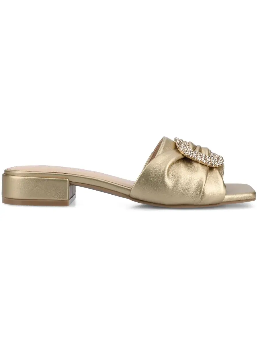 Босоножки-слайды с каблуком-блоком, украшенные, Flavia Embellished Slide Sandals Journee Collection — изображение 2 из 5