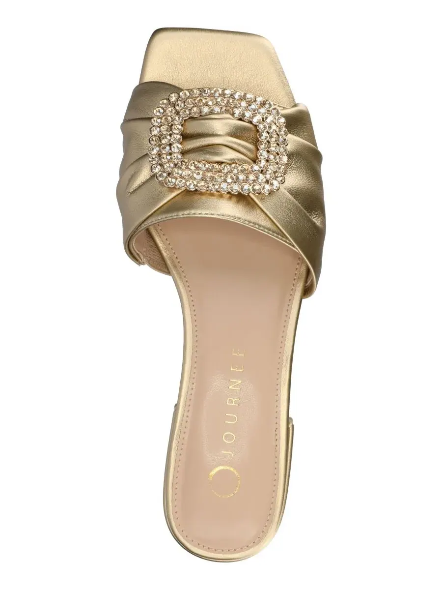 Босоножки-слайды с каблуком-блоком, украшенные, Flavia Embellished Slide Sandals Journee Collection — изображение 4 из 5