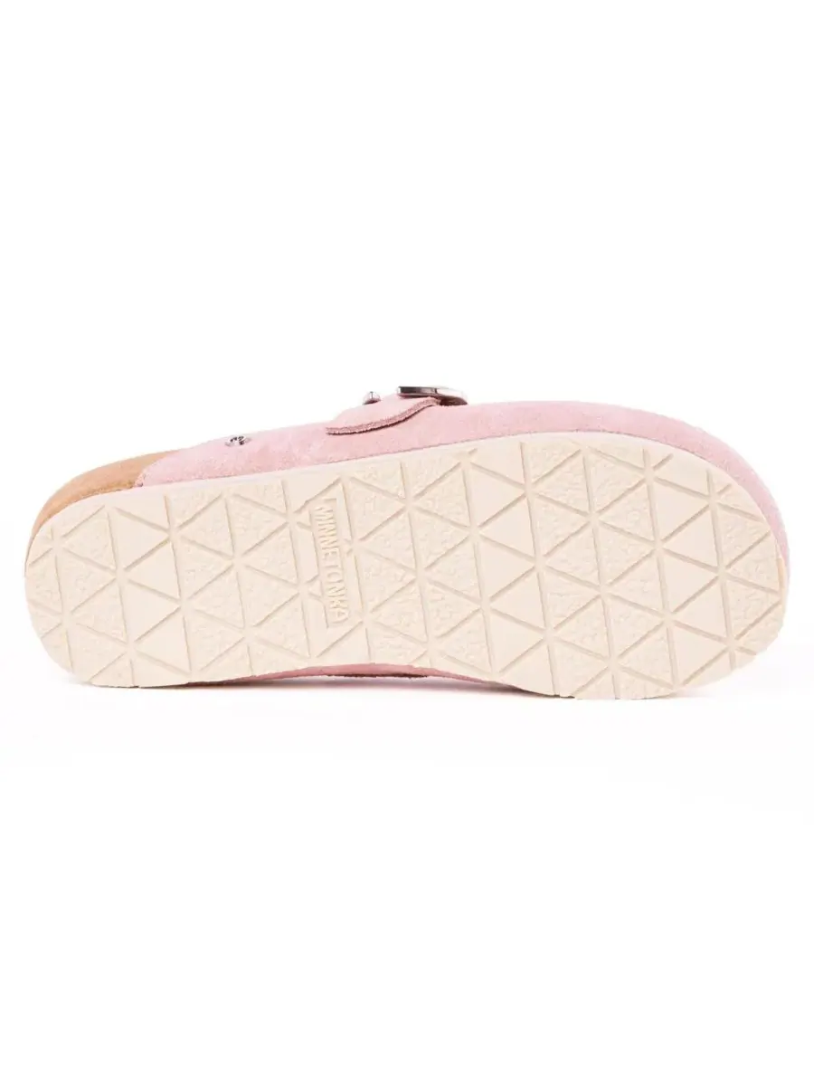 Шлепанцы-мюли из замши с кристаллами, регулируемая пряжка Minnetonka — изображение 3 из 6, пудровый розовый