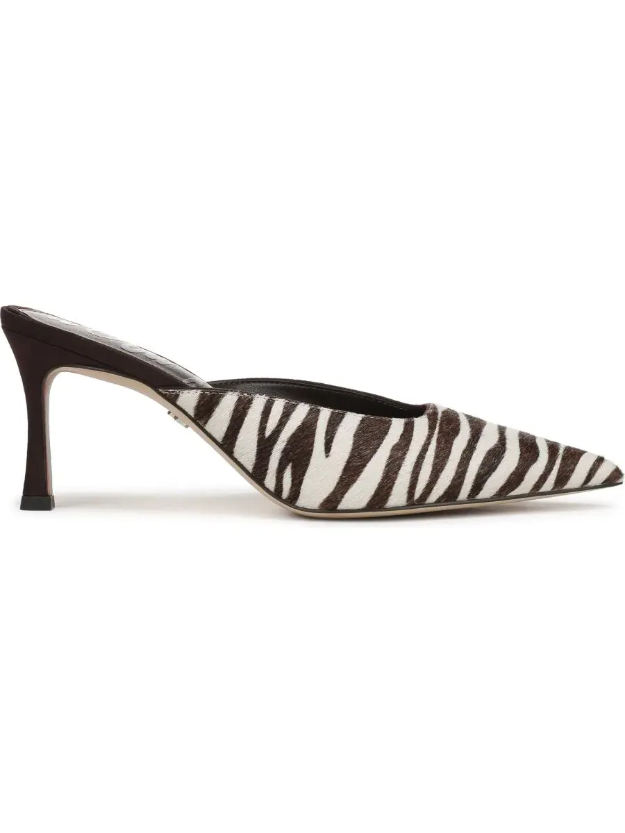 Туфли-мюли на каблуке Margeaux Slip-On Mule Sam Edelman, Chocolate Zebra Brahma Hair — изображение 2 из 5