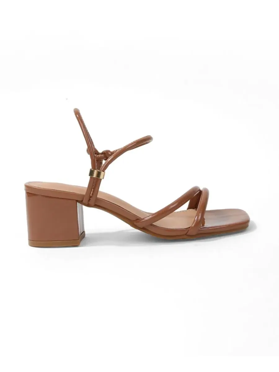 Босоножки на каблуке с ремешками Elayna Tubular Strap BERNESS — изображение 2 из 6, верблюжий