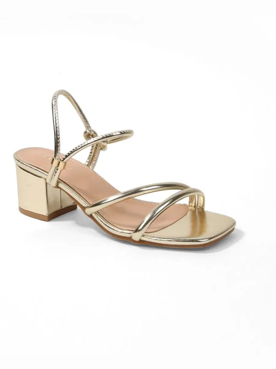 Босоножки на устойчивом каблуке Elayna Tubular Strap Block Heel BERNESS — изображение 1 из 6, золото
