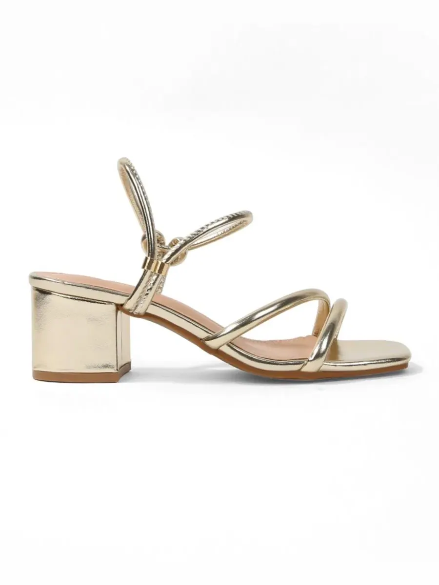 Босоножки на устойчивом каблуке Elayna Tubular Strap Block Heel BERNESS — изображение 2 из 6, золото