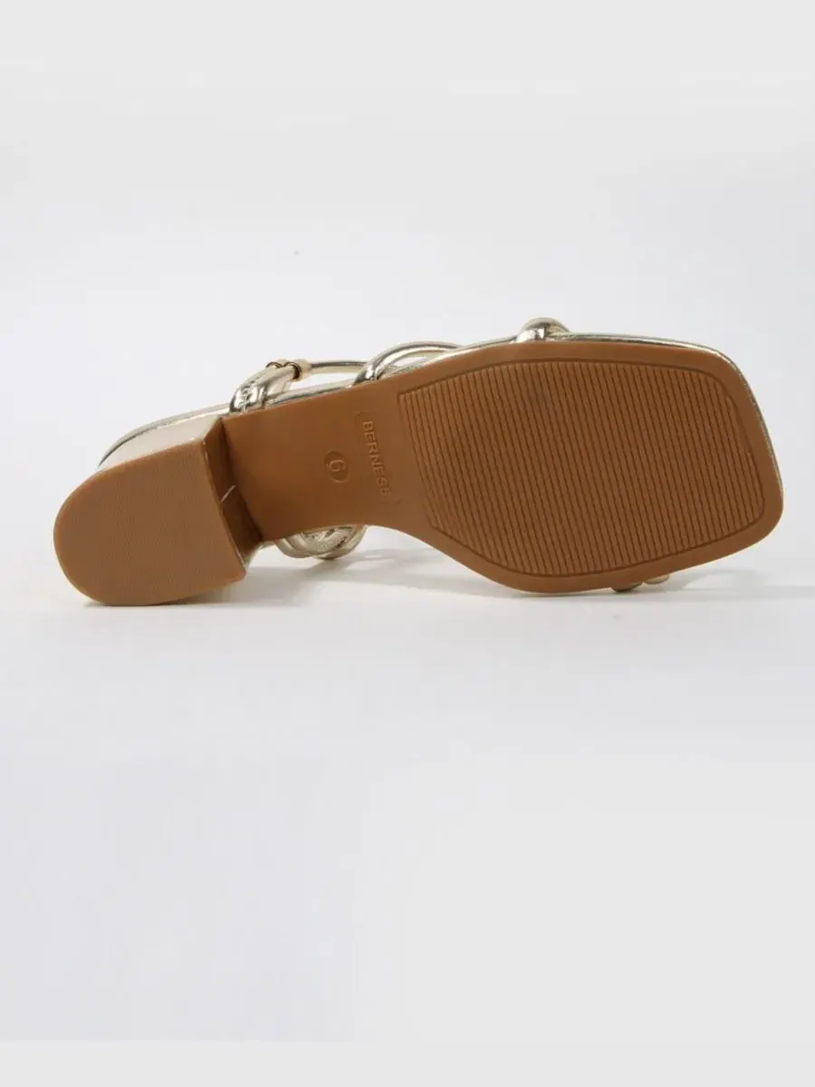 Босоножки на устойчивом каблуке Elayna Tubular Strap Block Heel BERNESS — изображение 5 из 6, золото