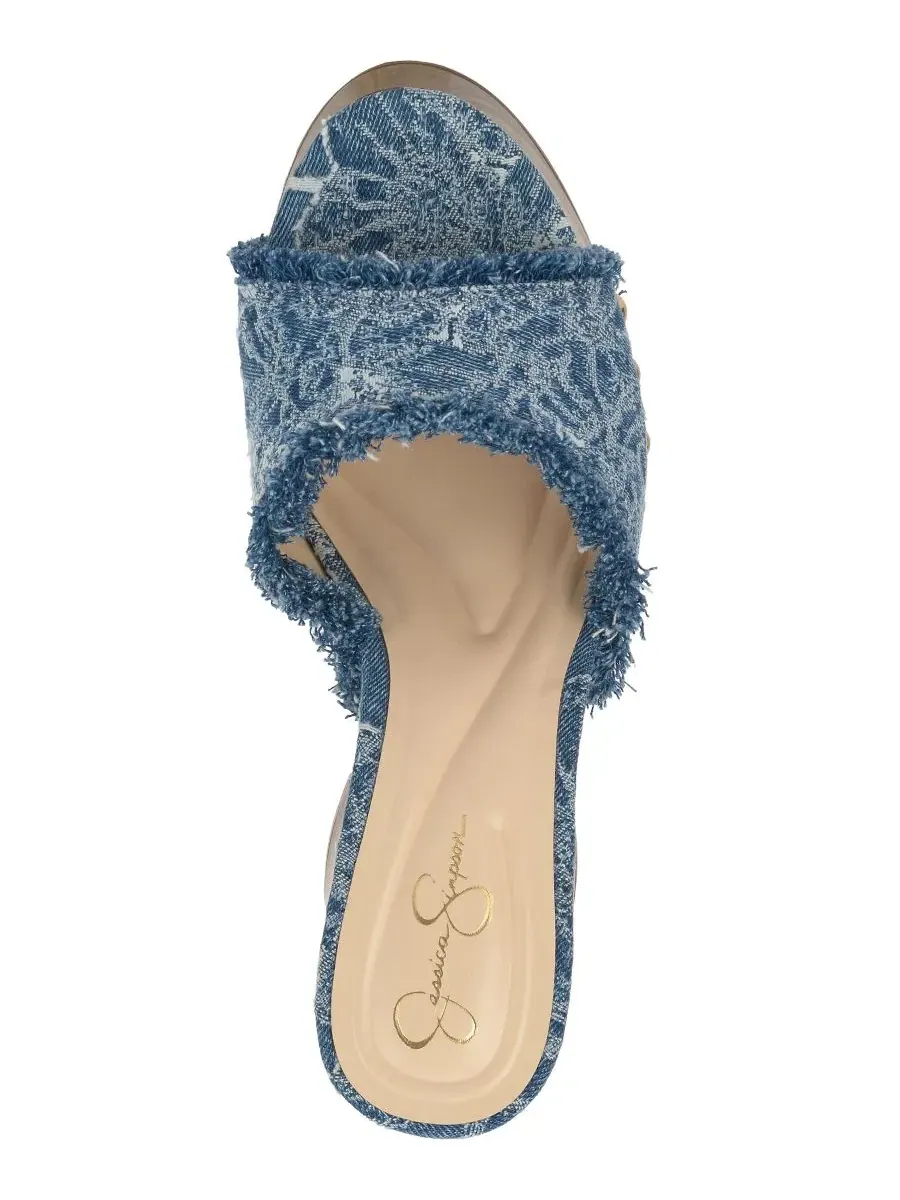 Босоножки на платформе Cezia Wooden Platform Sandals Jessica Simpson — изображение 4 из 9, синий джинсовый синий