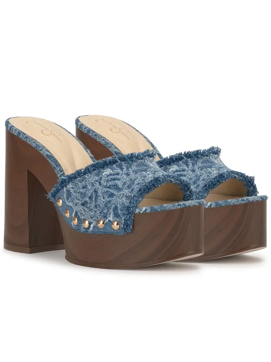 Босоножки на платформе Cezia Wooden Platform Sandals Jessica Simpson — изображение 7 из 9, синий джинсовый синий