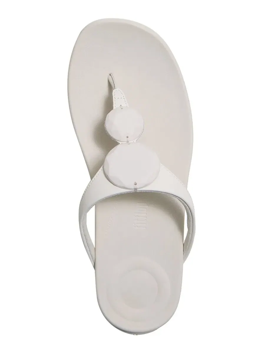 Сандалии с каблуком-танкеткой Solay Glossy-Disc Toe-Post FitFlop — изображение 3 из 6, бежевый