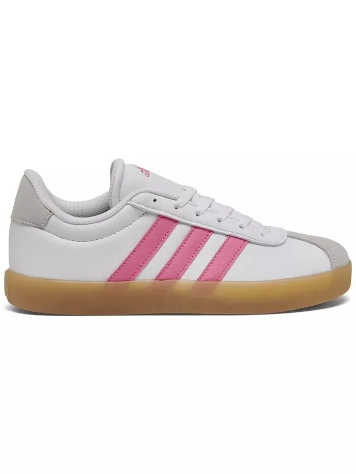 Повседневные кроссовки Big Girls VL Court 3.0 от Finish Line Adidas — изображение 2 из 6, белый/розовый