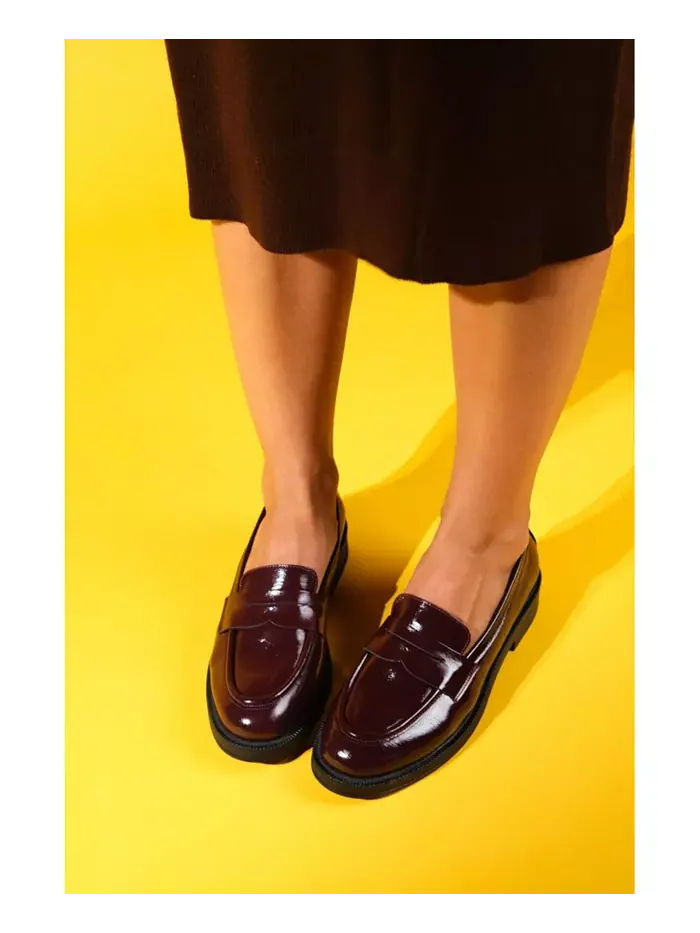 Лоферы Bree Platform Penny Leather Loafer (Women) Forever & Always Shoes — изображение 2 из 5, бордовый