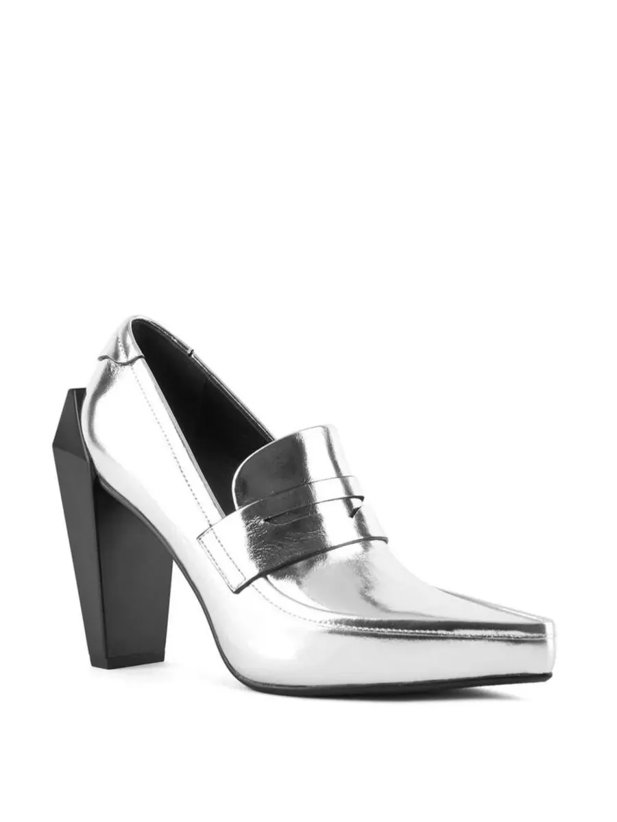 Женские высокие лоферы Gem United Nude — серебристый