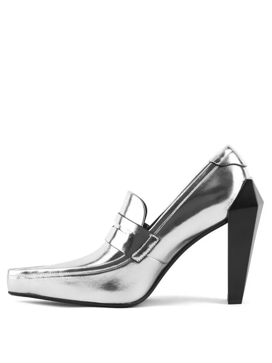 Женские высокие лоферы Gem United Nude — изображение 4 из 6, серебряный