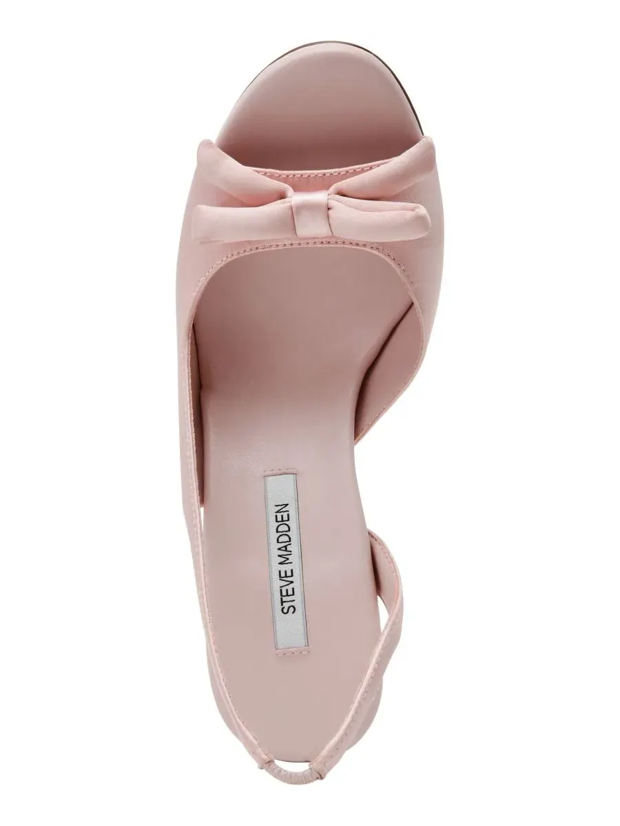 Туфли-босоножки на каблуке с бантом, модель Flounce Slingback Steve Madden — изображение 4 из 7, розовый