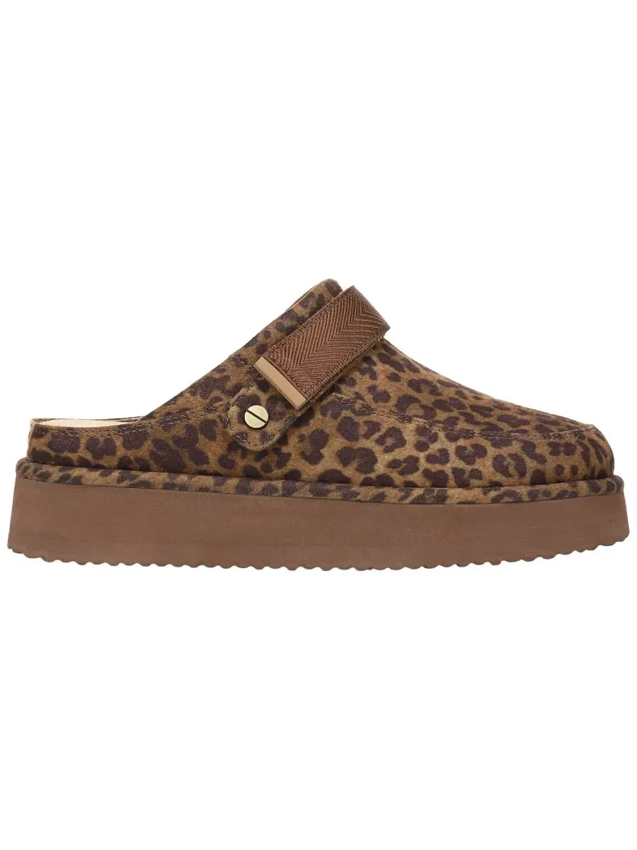 Женские мюли-клоги с принтом Brown Leopard Microsuede Dr. Scholl's — изображение 2 из 5, коричневый