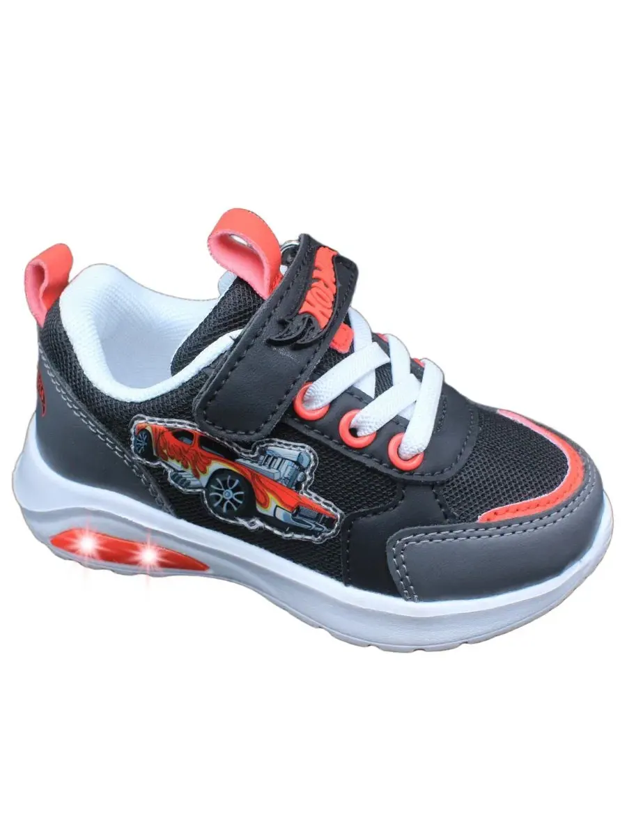 Детские кроссовки со светящейся подошвой Hot Wheels