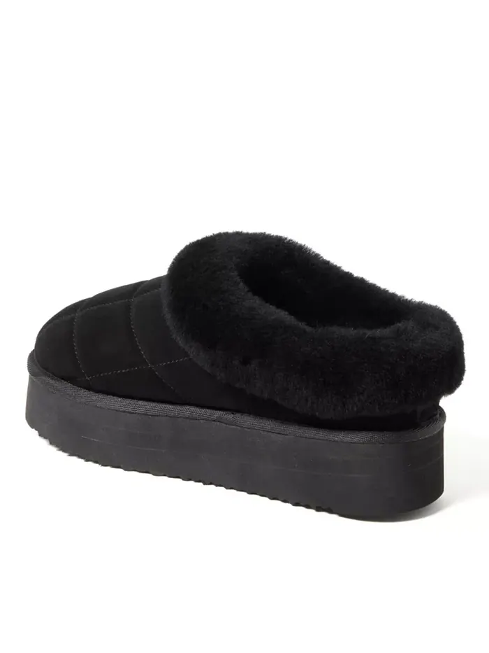 Fireside by Women's Bendigo - Квадратные платформенные тапочки-клоги из натуральной овчины с — изображение 2 из 5, черный