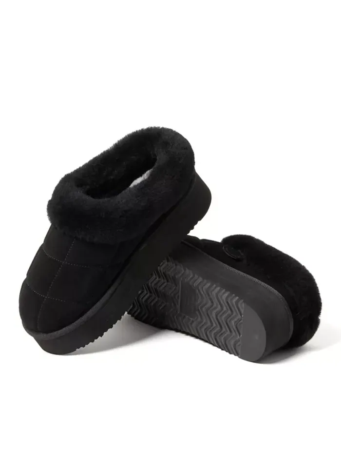 Fireside by Women's Bendigo - Квадратные платформенные тапочки-клоги из натуральной овчины с — изображение 5 из 5, черный