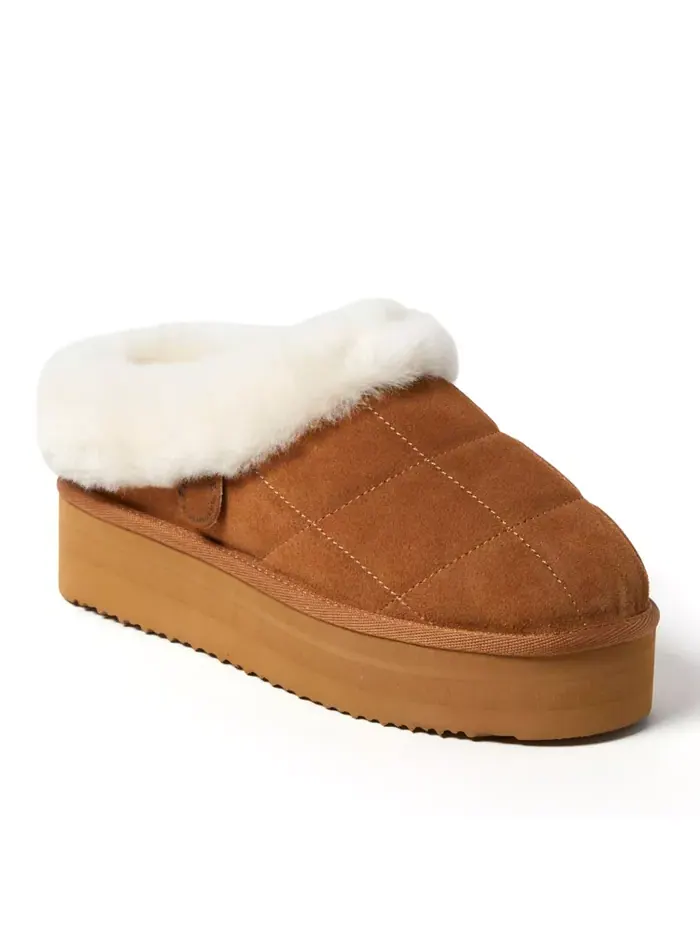 Fireside by Women's Bendigo - Квадратные платформенные тапочки-клоги из натуральной овчины с