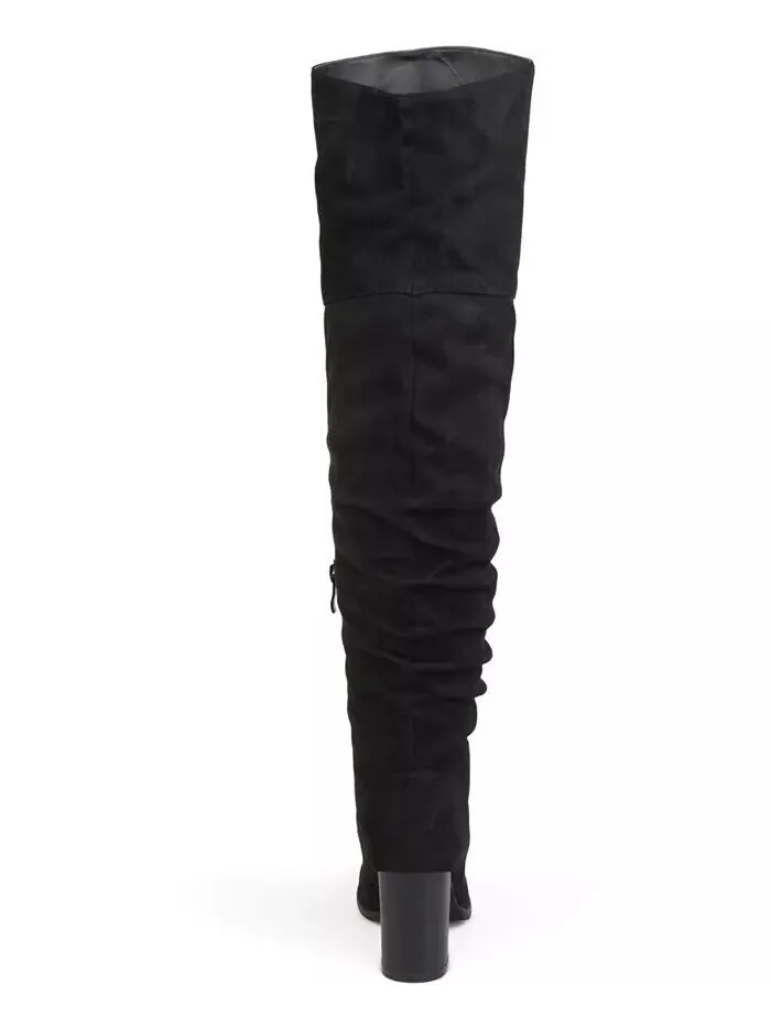 Женские сапоги Kaison Wide Calf Stacked Heel выше колена Journee Collection — изображение 5 из 8, черный