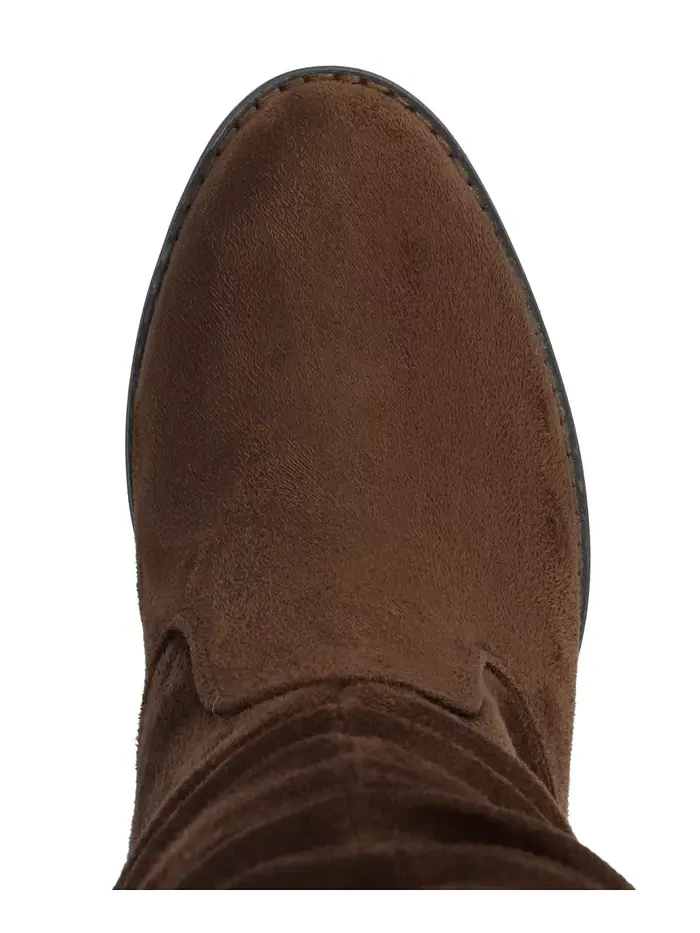 Женские сапоги Kaison Wide Calf с наборным каблуком Journee Collection — изображение 4 из 5, шоколад