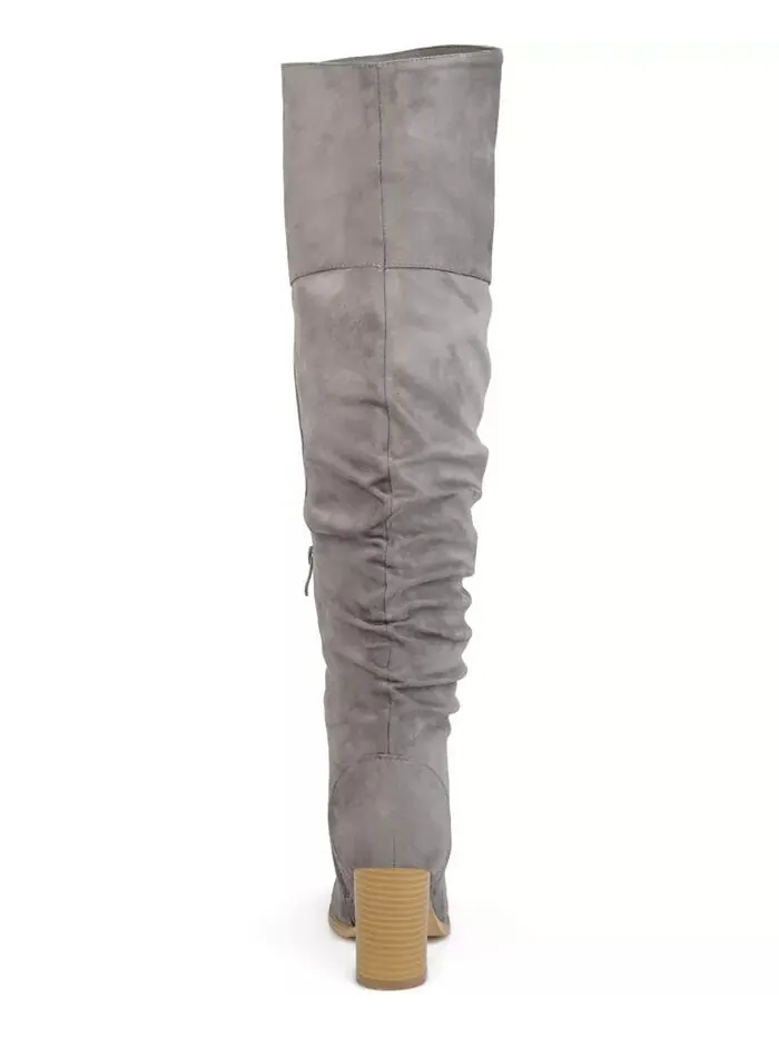 Женские сапоги Kaison Wide Calf Stacked Heel выше колена Journee Collection — изображение 6 из 8, серый