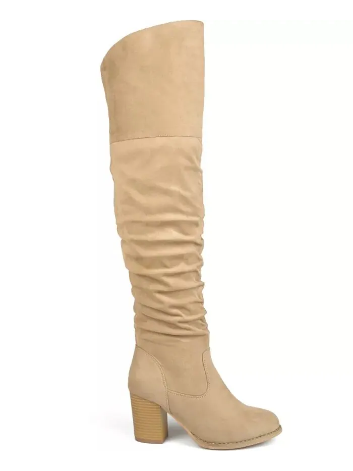 Женские сапоги Kaison Wide Calf Stacked Heel выше колена Journee Collection — изображение 7 из 8, серый