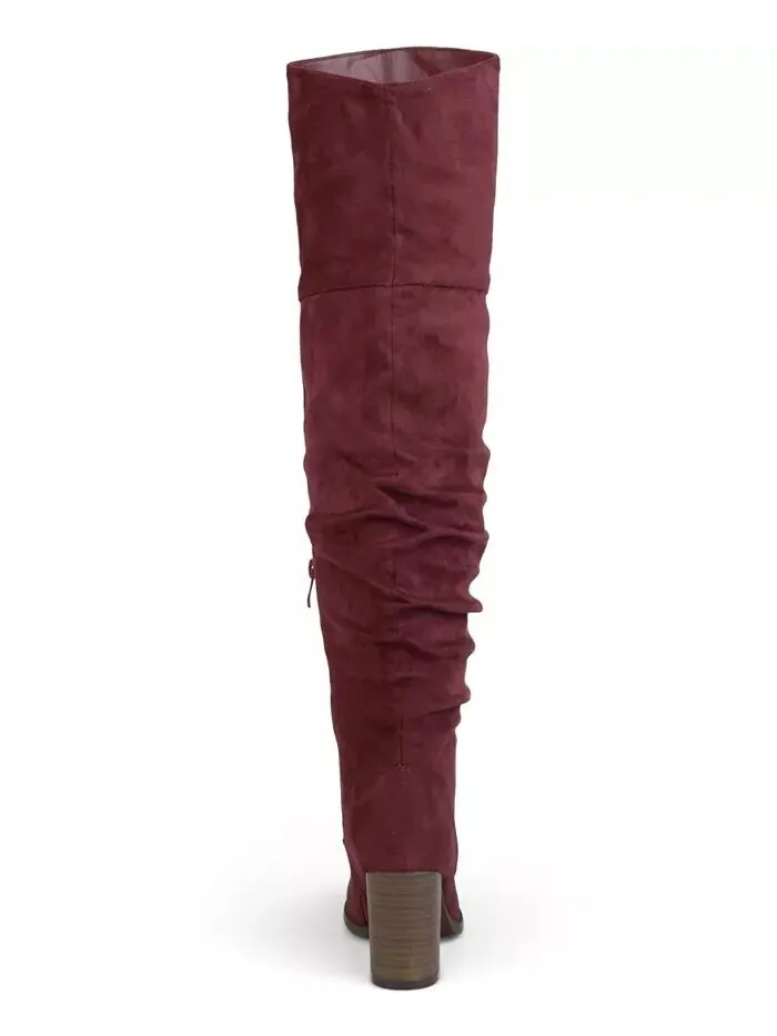 Женские сапоги Kaison Wide Calf Stacked Heel выше колена Journee Collection — изображение 6 из 8, красный