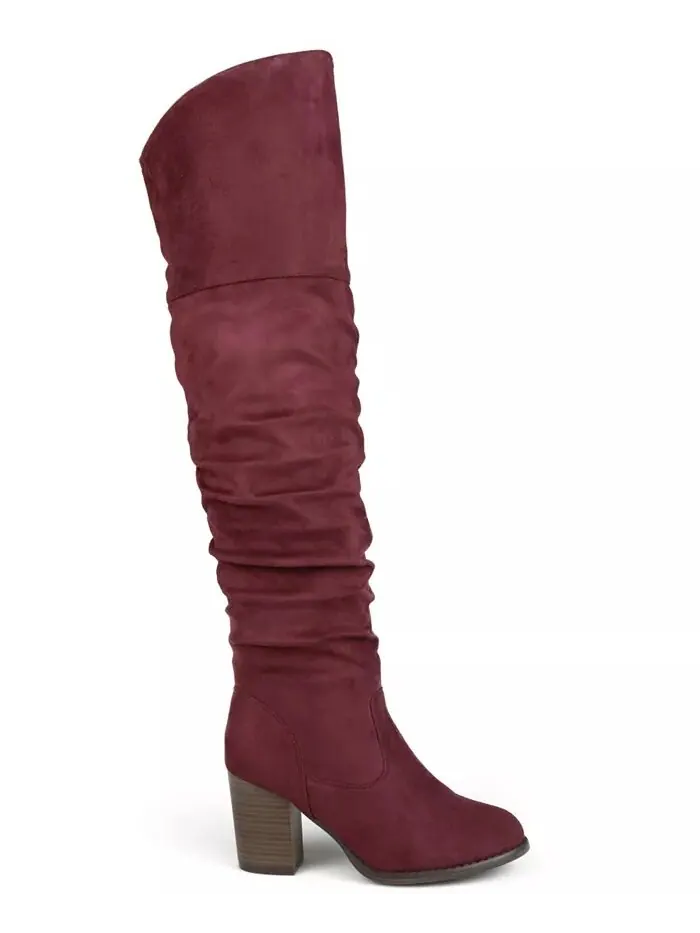 Женские сапоги Kaison Wide Calf Stacked Heel выше колена Journee Collection — изображение 7 из 8, красный