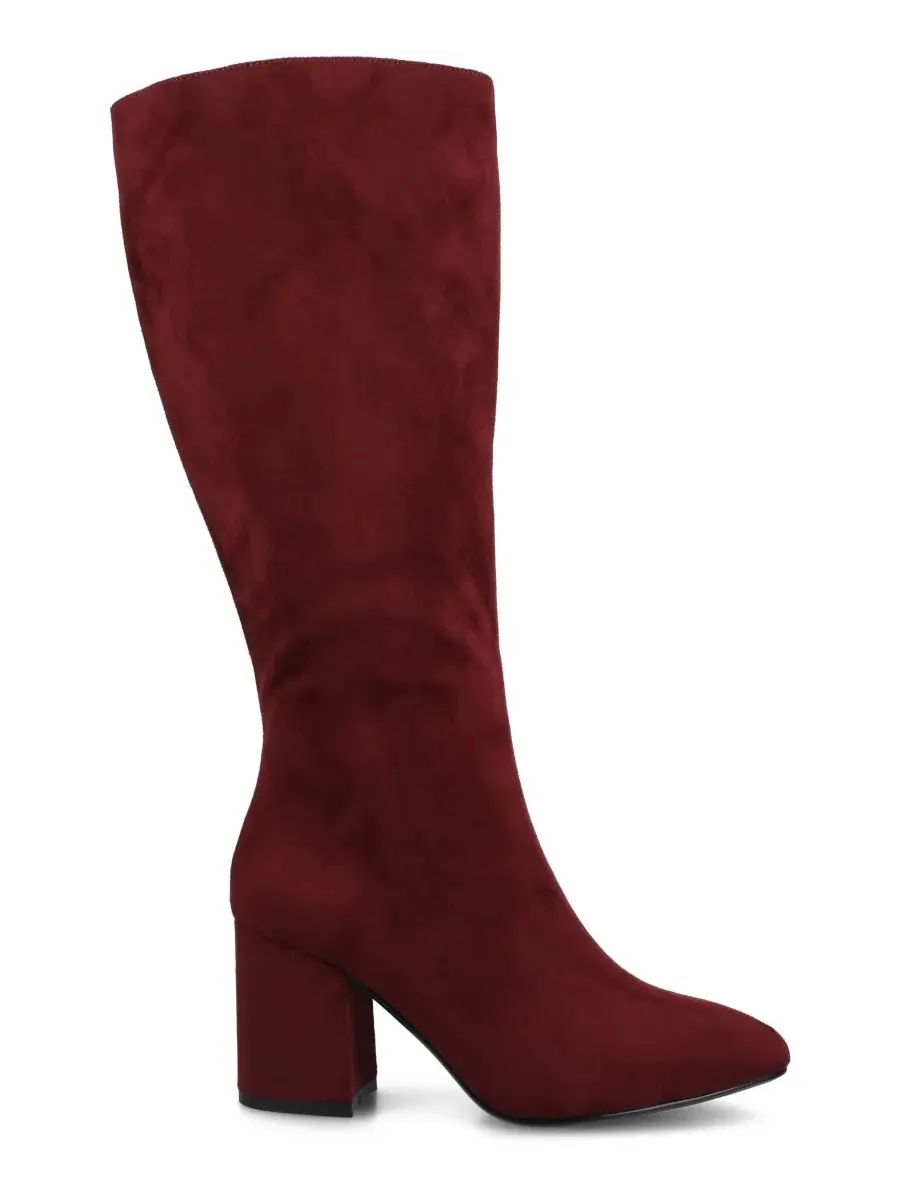 Женские сапоги Ameylia на блочном каблуке до колена Journee Collection, Oxblood Micro — изображение 2 из 7