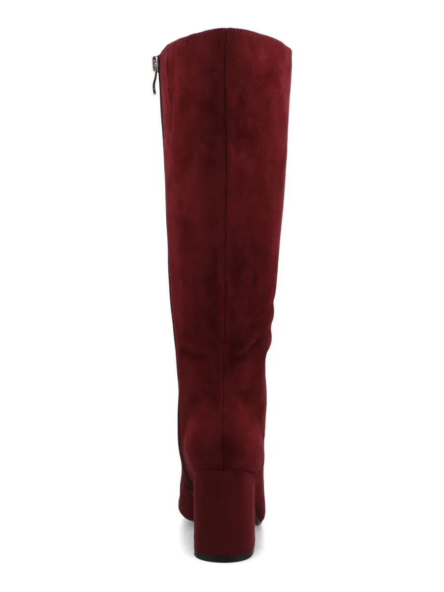 Женские сапоги Ameylia на блочном каблуке до колена Journee Collection, Oxblood Micro — изображение 3 из 7