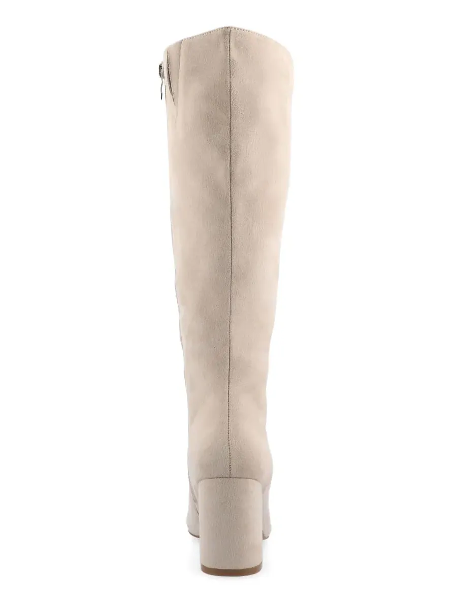 Женские сапоги Ameylia на блочном каблуке до колена Journee Collection, Bone Micro — изображение 3 из 8
