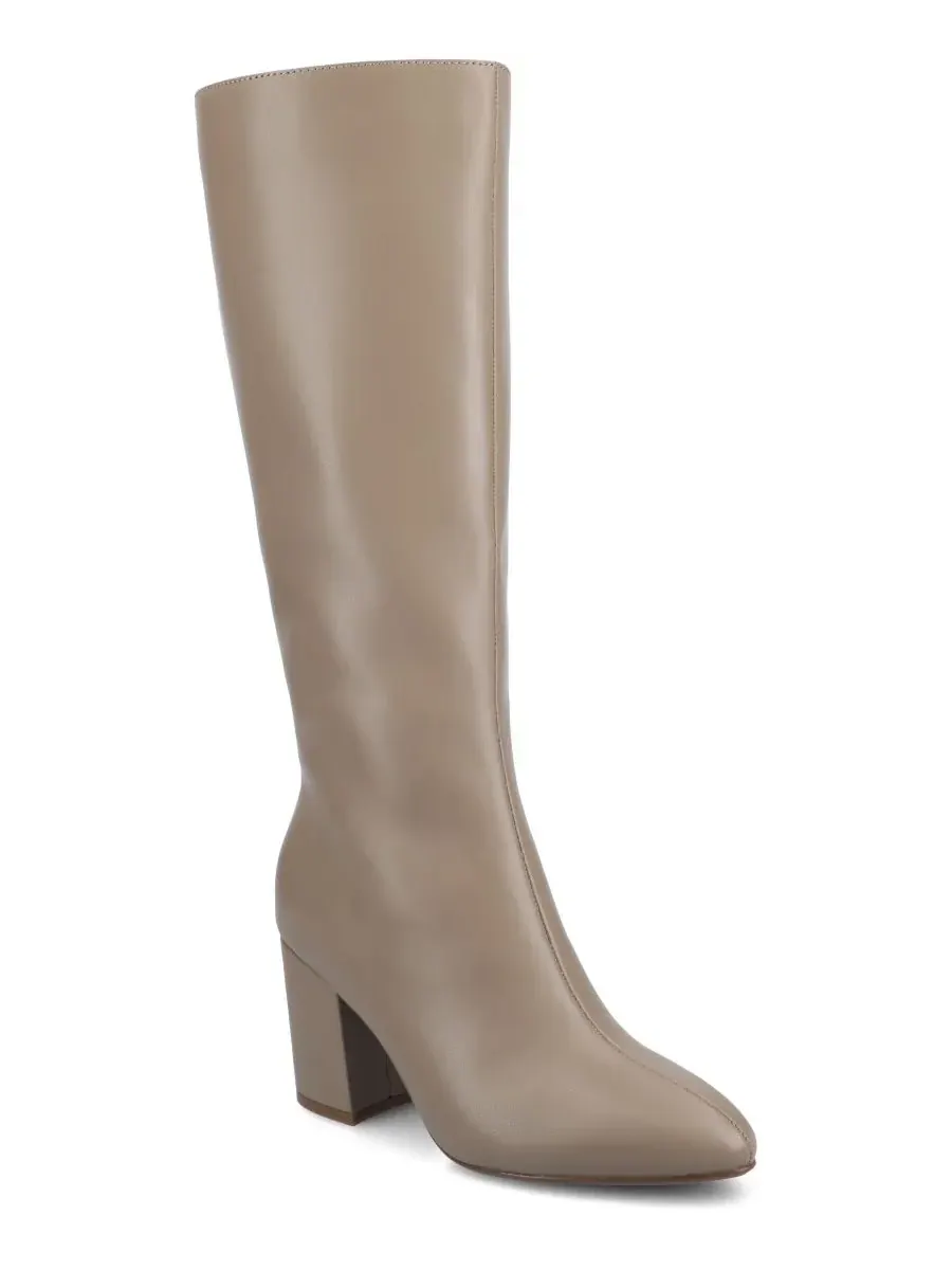 Женские сапоги Ameylia на блочном каблуке до колена Journee Collection, Taupe Smooth