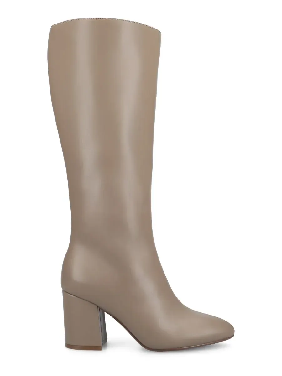 Женские сапоги Ameylia на блочном каблуке до колена Journee Collection, Taupe Smooth — изображение 2 из 7