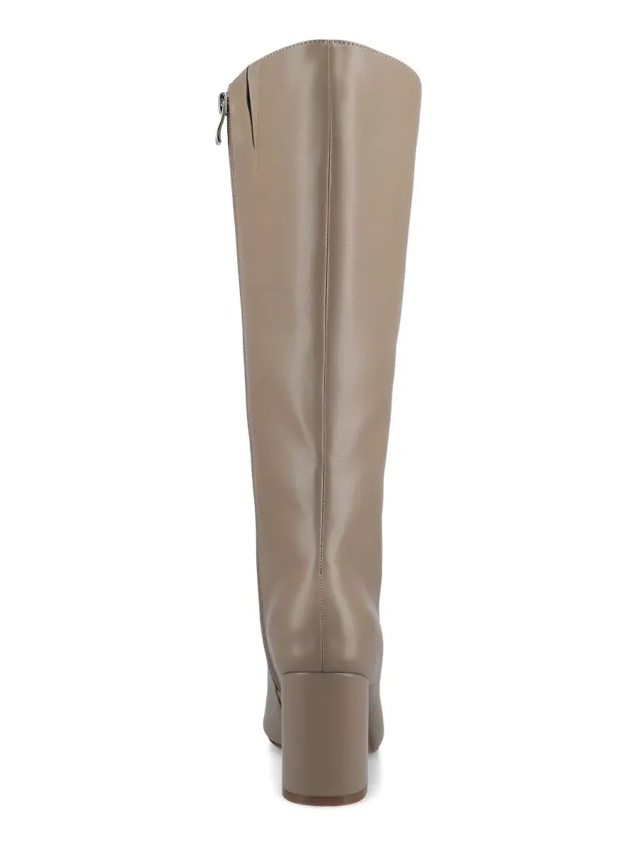 Женские сапоги Ameylia на блочном каблуке до колена Journee Collection, Taupe Smooth — изображение 5 из 7