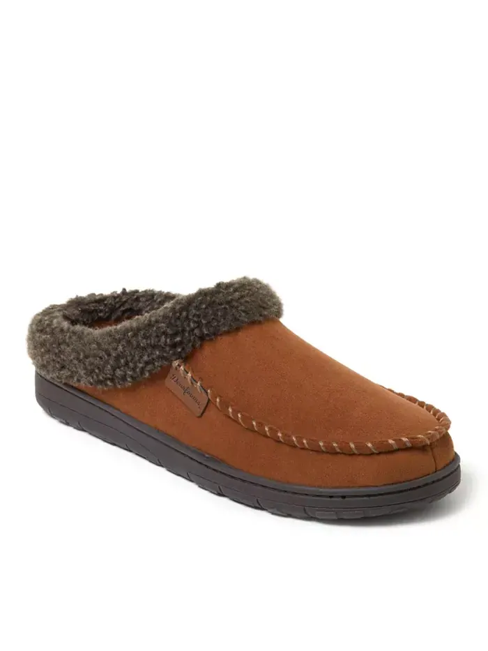 Мужские домашние тапочки-клоги Moccasin Toe из микро-замши Dearfoams — изображение 1 из 5, коричневый